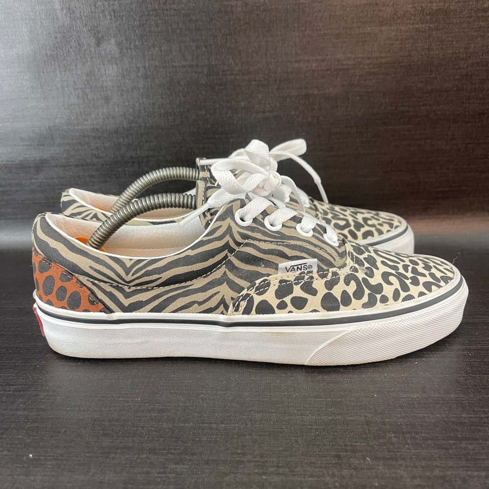 Vans Era Sneakers Womens 6.5 Tan Safari Animal Print Leopard Zebra Low Top Shoes